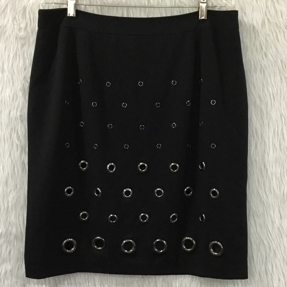 Worthington women’s black pencil office eyelet skirt size 14